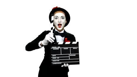 mime holding a clapperboard