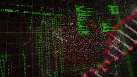 animación del procesamiento de datos sobre el hilado de cadenas de adn en 3d