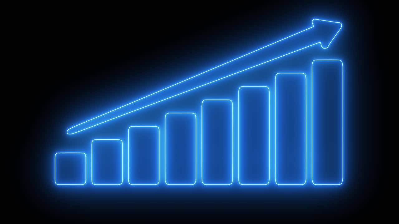 Glowing Blue Growth Chart with Upward Arrow