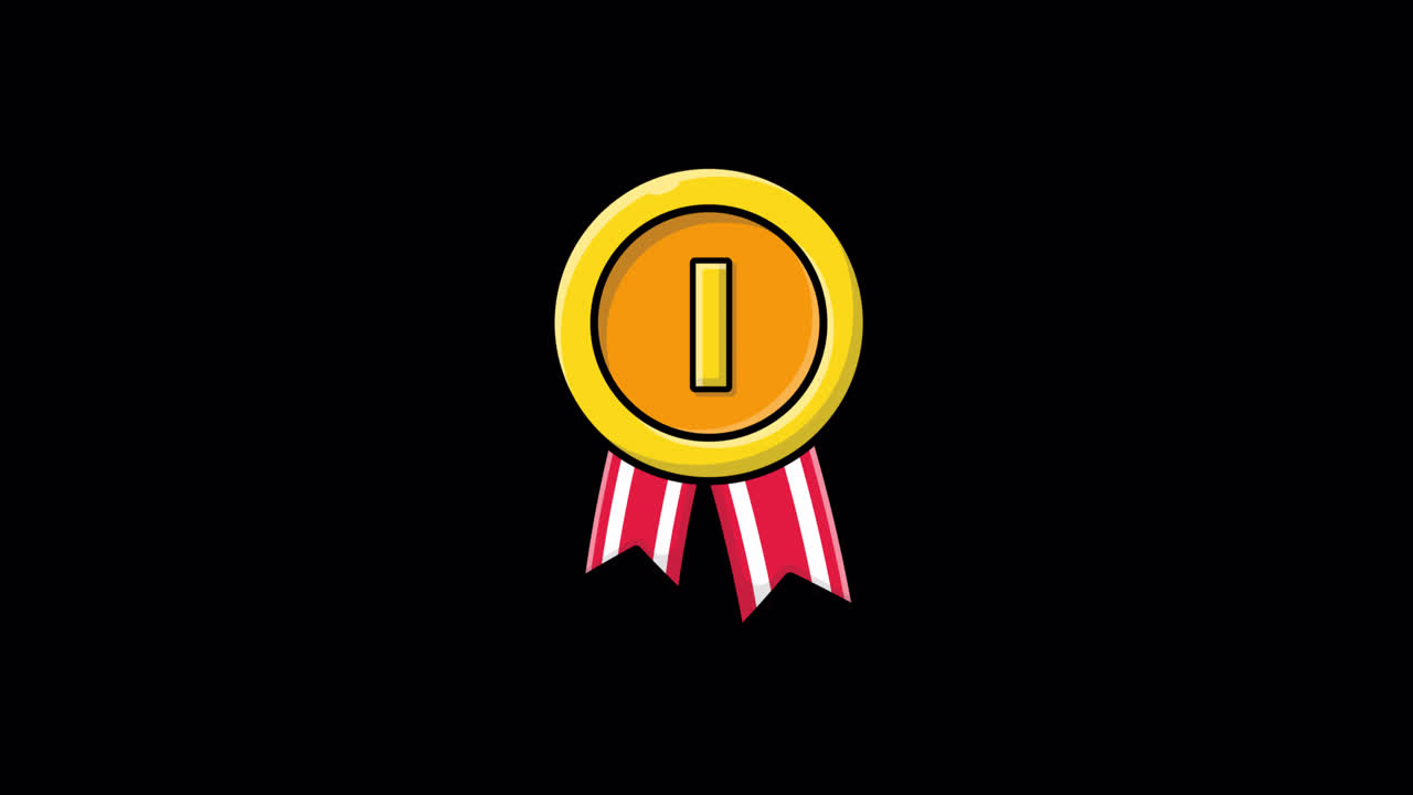 Animated Gold Medal Award with Red Ribbon