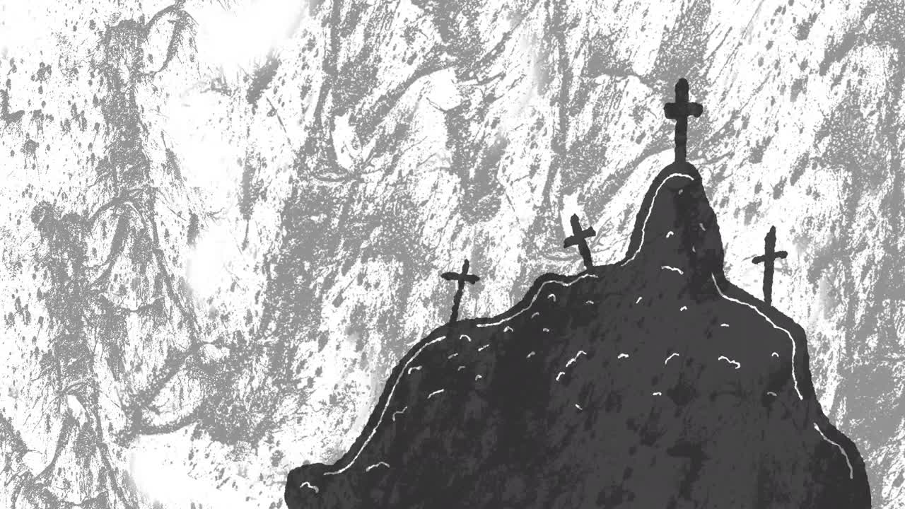 움직이는 회색 배경에 할로윈 묘지의 애니메이션