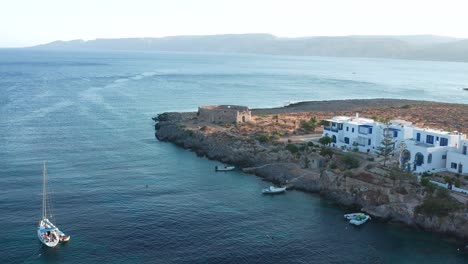 castle in a bay seaside in a rural town in greece