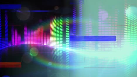 Animation-of-colorful-sound-bar-on-black-background