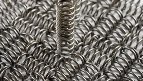 close-up of metal coil springs in the spinning table