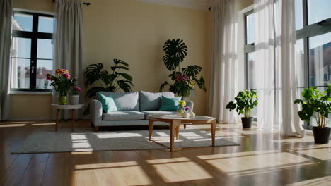 bright and sunny living room with plants