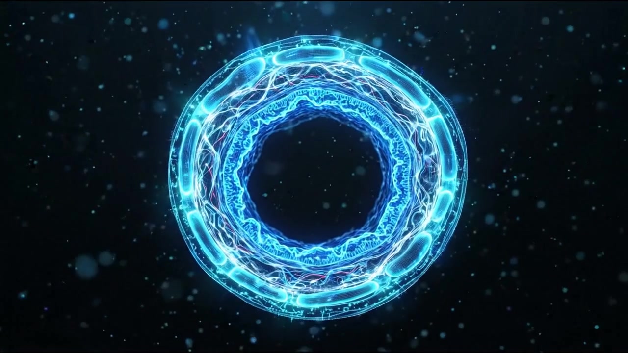 Glowing circular biometric iris scanner HUD display