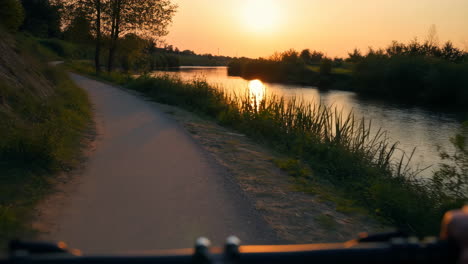 sunset river biking