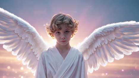 child angel with glowing wings