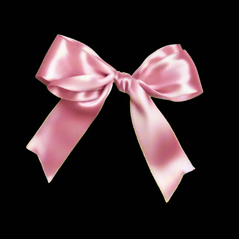 Elegant pink satin bow animation isolated asset, transparent 4K video, alpha channel, ProRes 4444