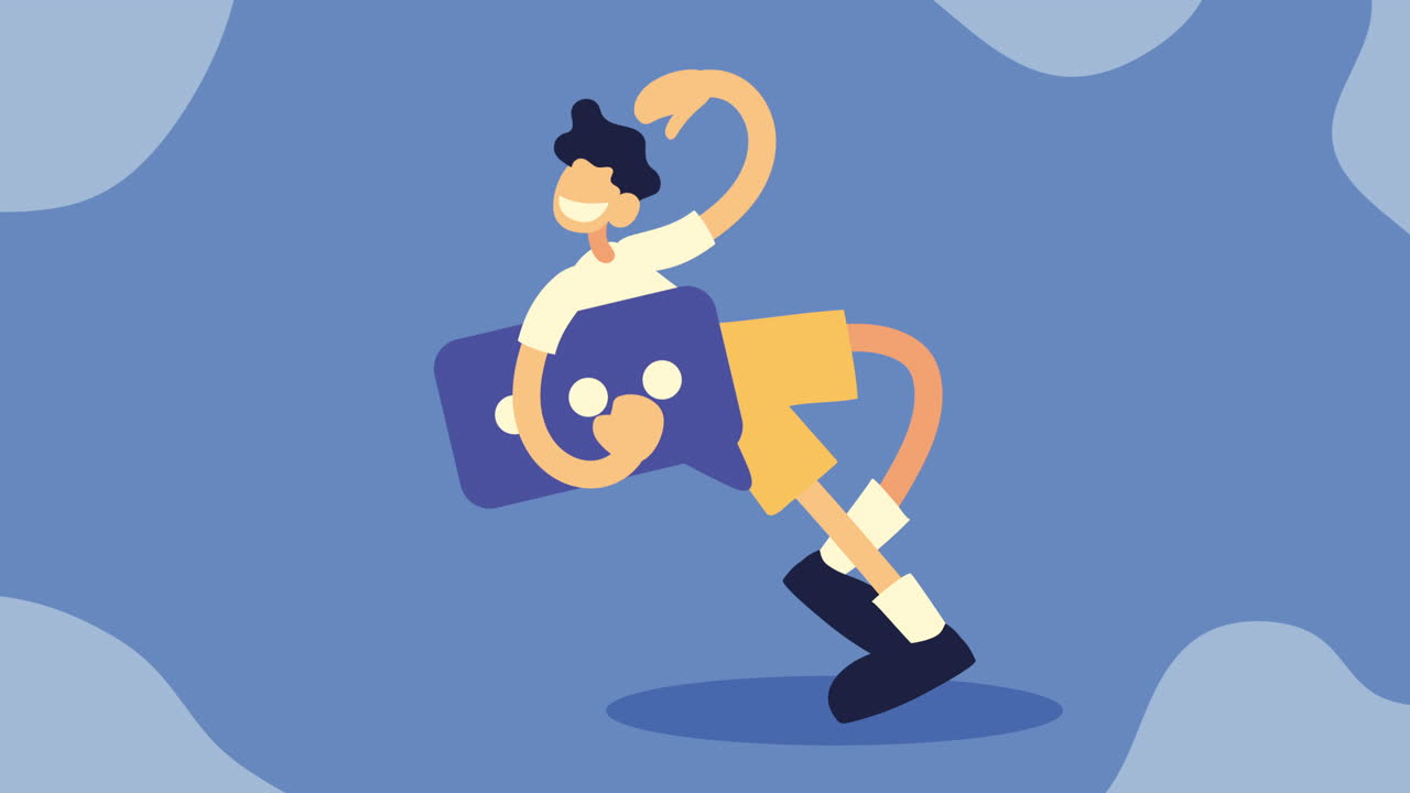 hombre con burbuja de habla animación de redes sociales