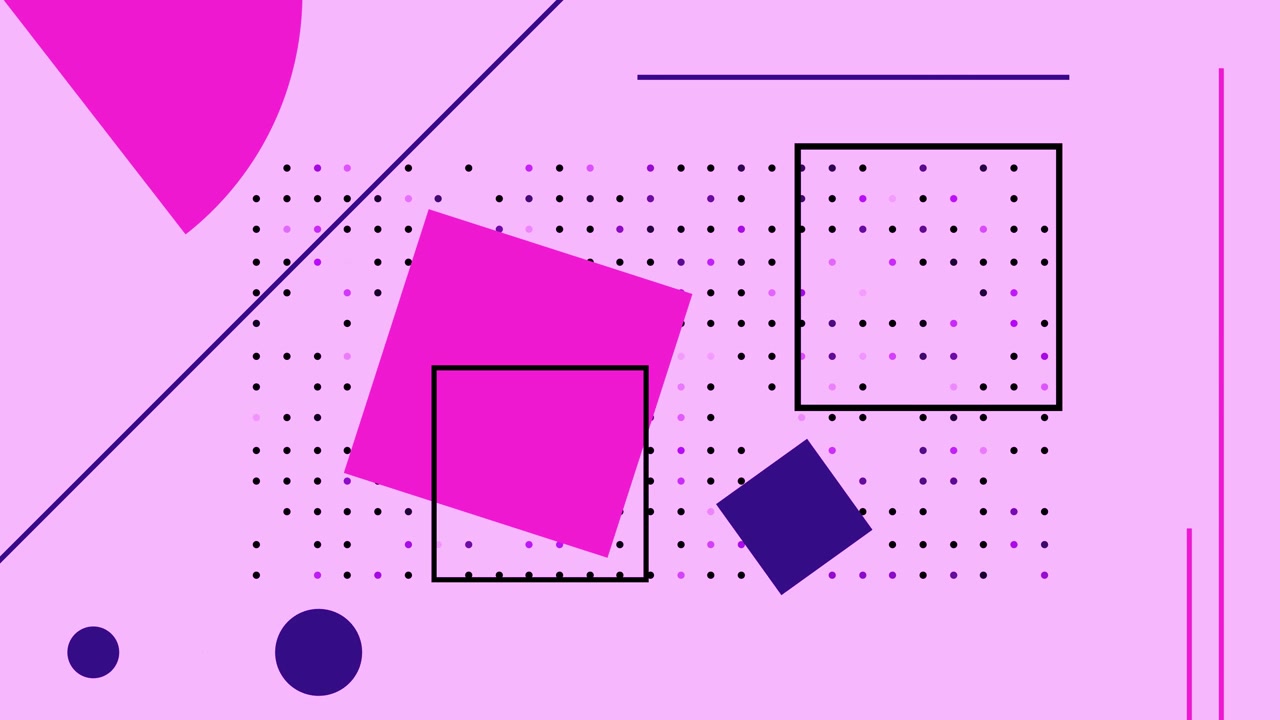 Animated Abstract Geometric Shapes and Dots on Pink Background