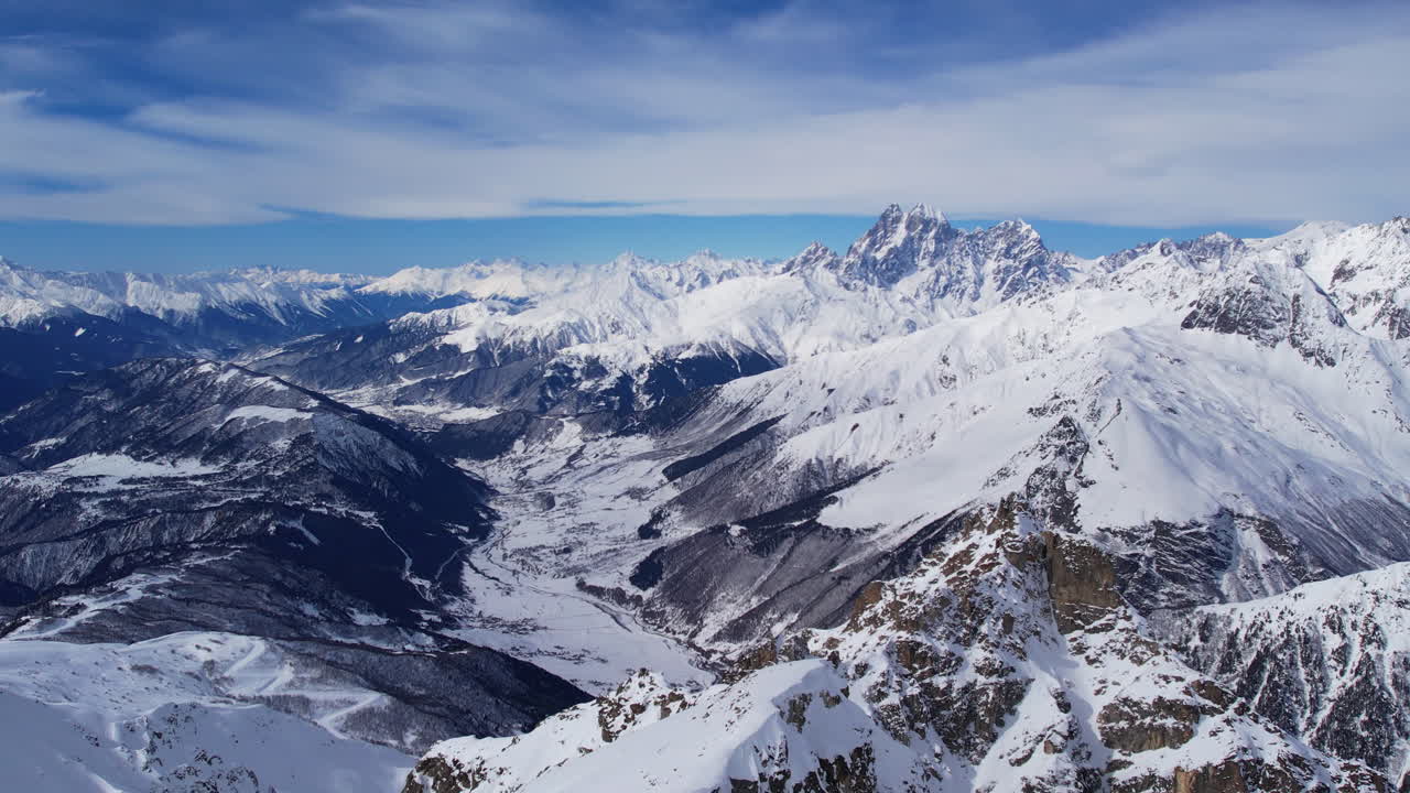 Aerial Views of Snowy Mountain Ranges