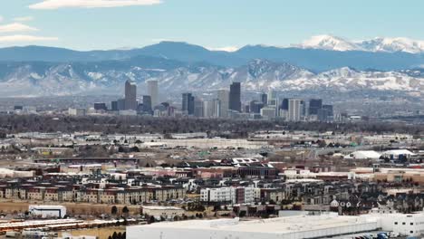 denver city mountain scape drone mid winter