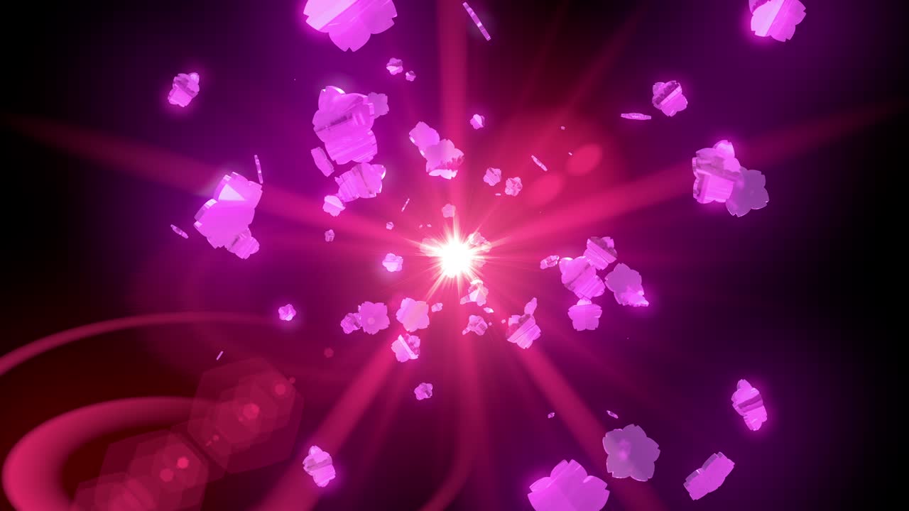 꽃 모양 빛 반이는 스트로크 네온 박이는 입자 루프 애니메이션