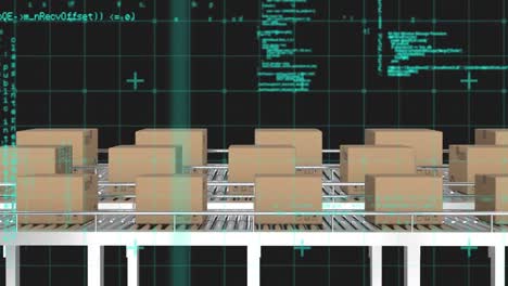 procesamiento de datos a través de la red de red contra múltiples cajas de entrega en la cinta transportadora