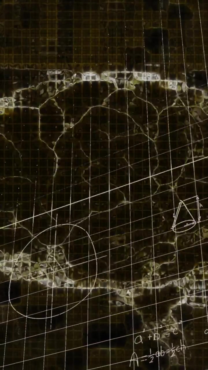Animation af matematiske ligninger over en digital model af den menneskelige hjerne på sort baggrund