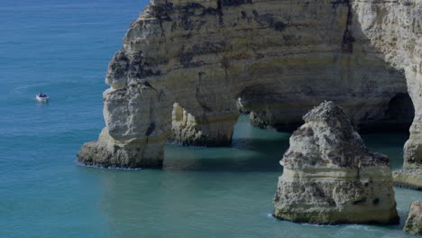 beautiful rocky coastline in the south of the portuguese algarve region