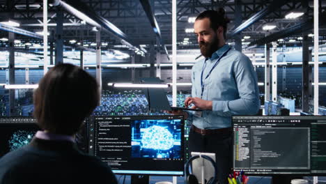 Manager Supervising Work Of Server Room Engineer Using Ai