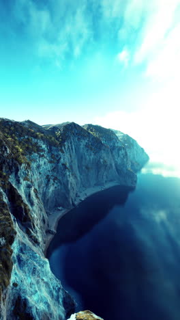 aerial view of a beautiful coastline with cliffs