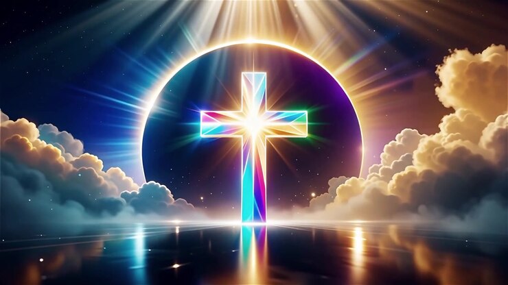 Christian Cross Heavenly Light Worship Background