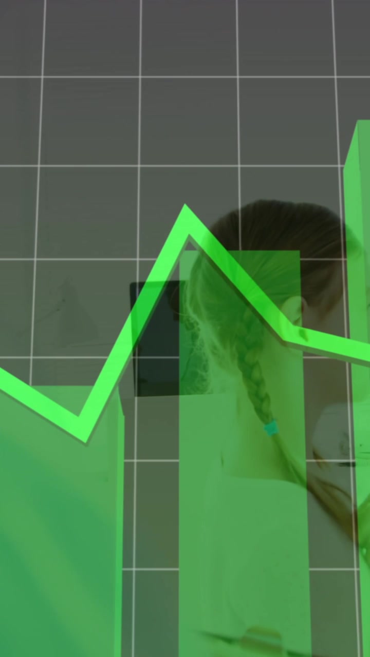 Animation of financial data processing over flash sale text