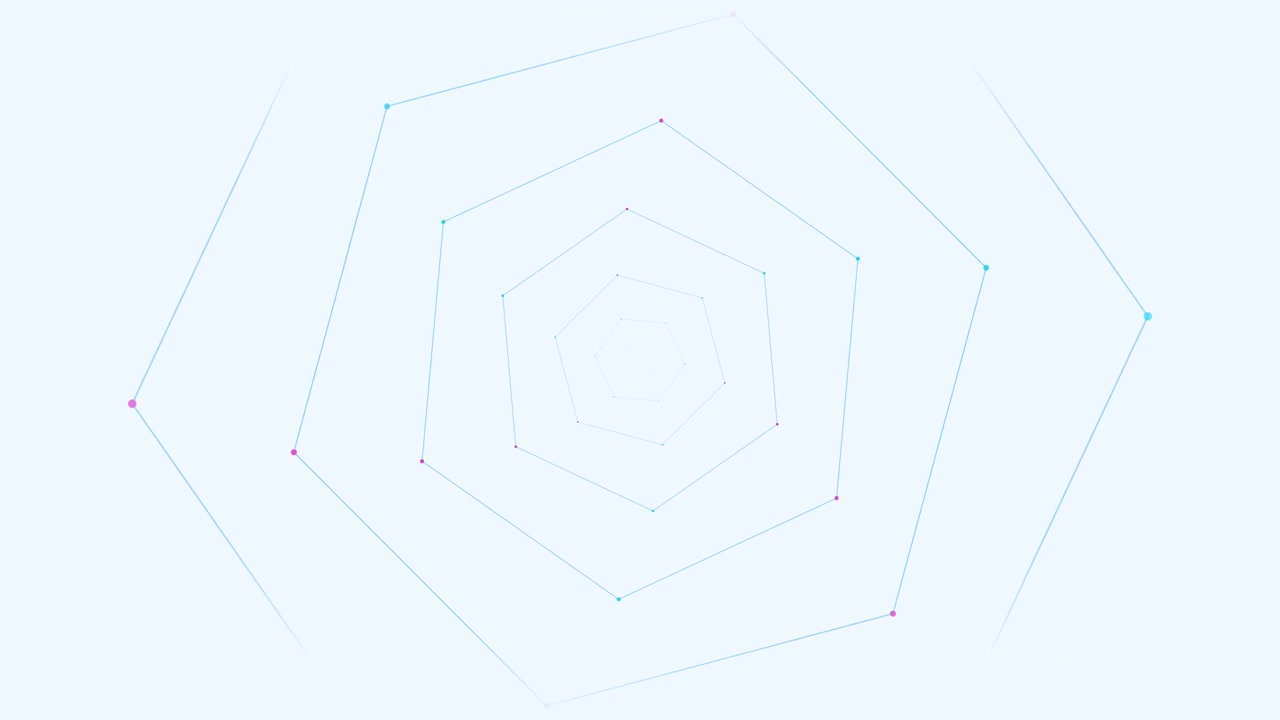 Abstract Geometric Hexagon Animation with Pulsing Nodes