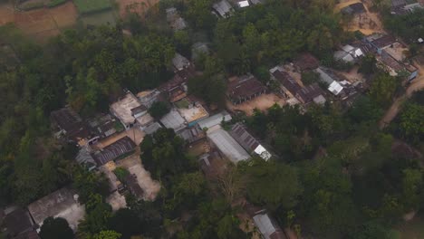 Aerial-view-of-a-poor-village-or-a-refugee-camp-surrounded-by-mud-in-Bangladesh