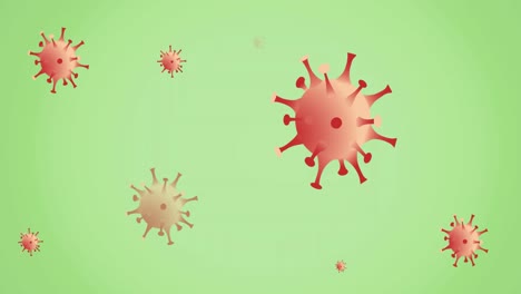 animation of covid 19 virus cells on green background