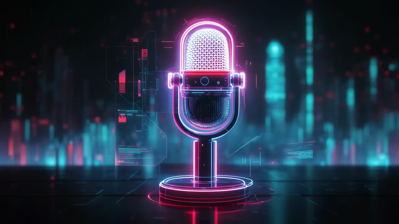 micrófono de neón retro