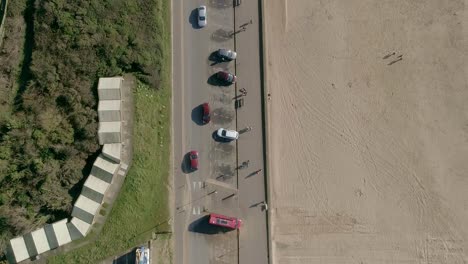 top down shot of a seaside road