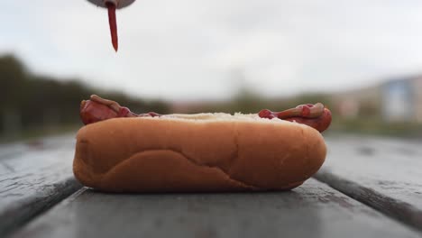 closeup footage of a sausage in a bread-1