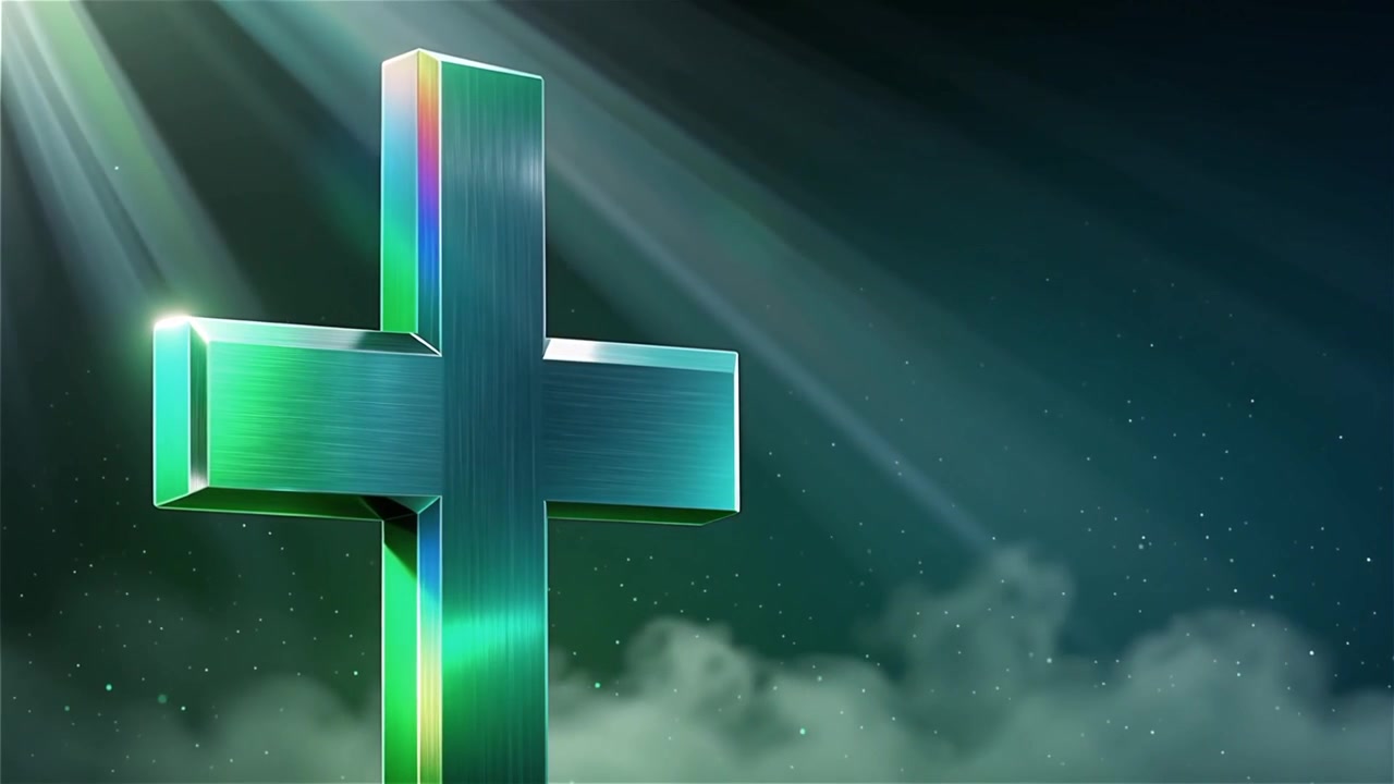 Croce Cristiana Luce Celestiale Sfondo per il Culto.