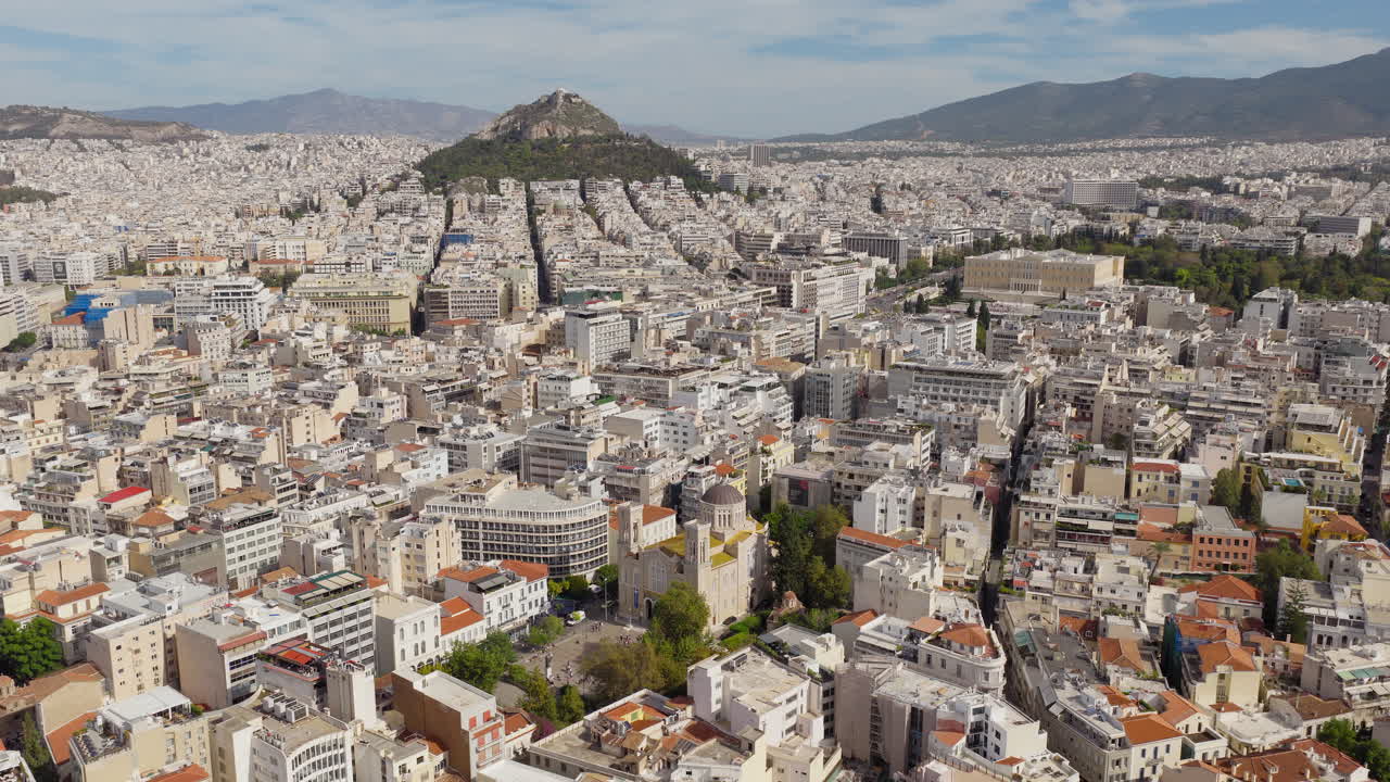 Capitale della Grecia Atene, Cattedrale Metropolitana, Piazza Syntagma, Parlamento Ellenico, vista aerea panoramica