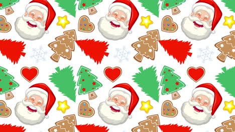 santa y iconos de vacaciones en patrones vibrantes