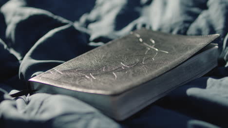 a book on a bed