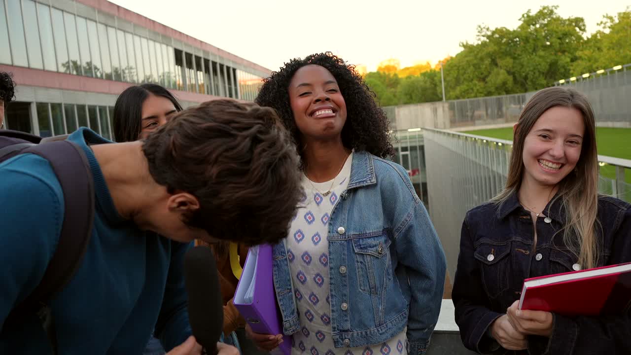 Group of Students Being Interviewed