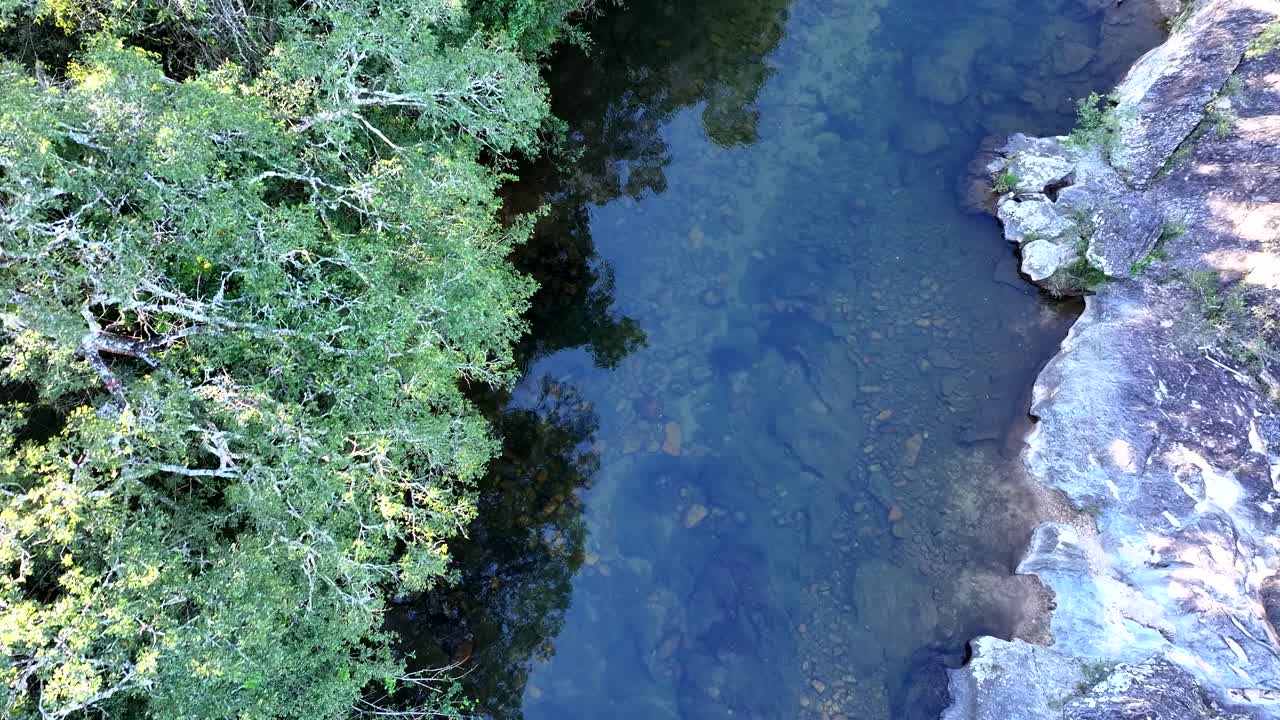 Drone view of the São Francisco River near its source in the Serra da Canastra National Park