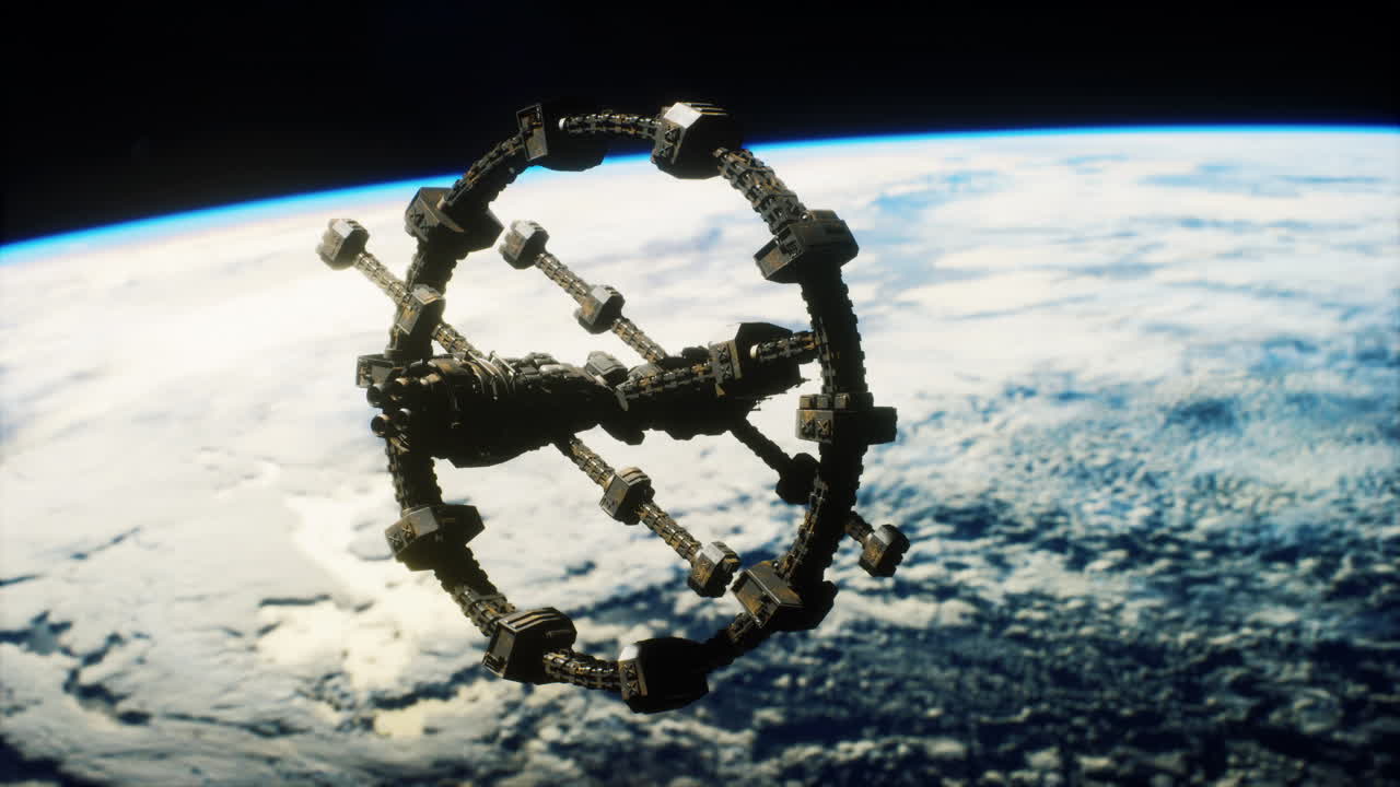 satélite espacial en órbita alrededor de la tierra elementos de esta imagen proporcionada por la nasa