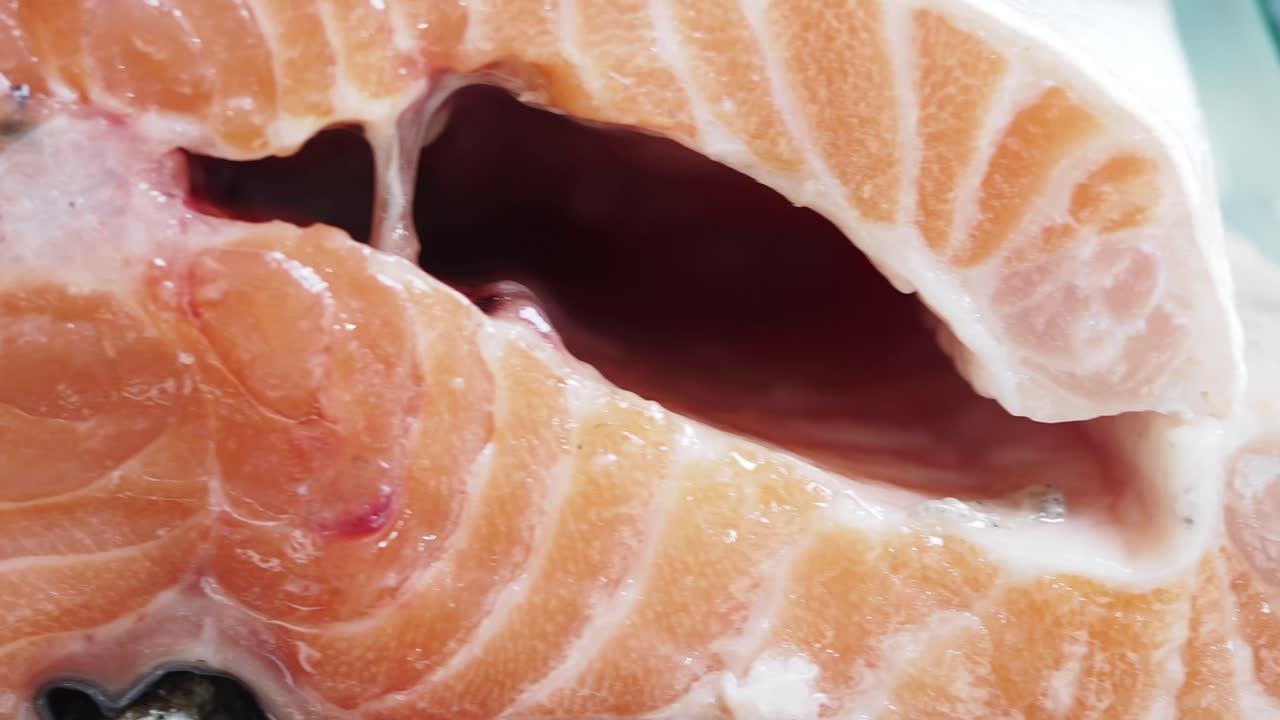 Close-up of raw salmon