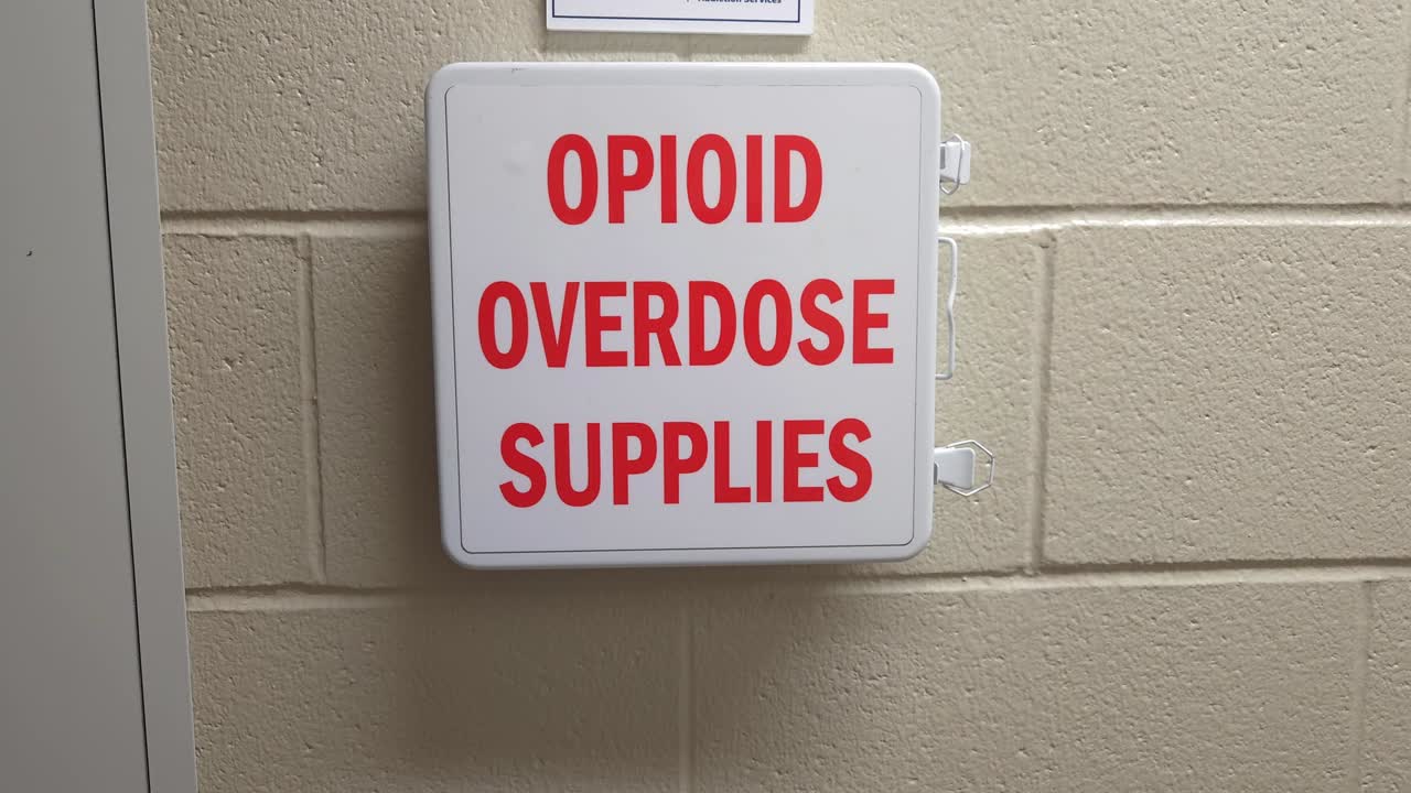 Wall-Mounted Opioid Overdose Supplies Box With Emergency Response Equipment - opioid crisis in the United States