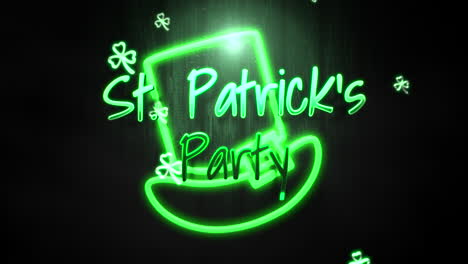 st patrick party with big neon green hat and fly small shamrocks on wood