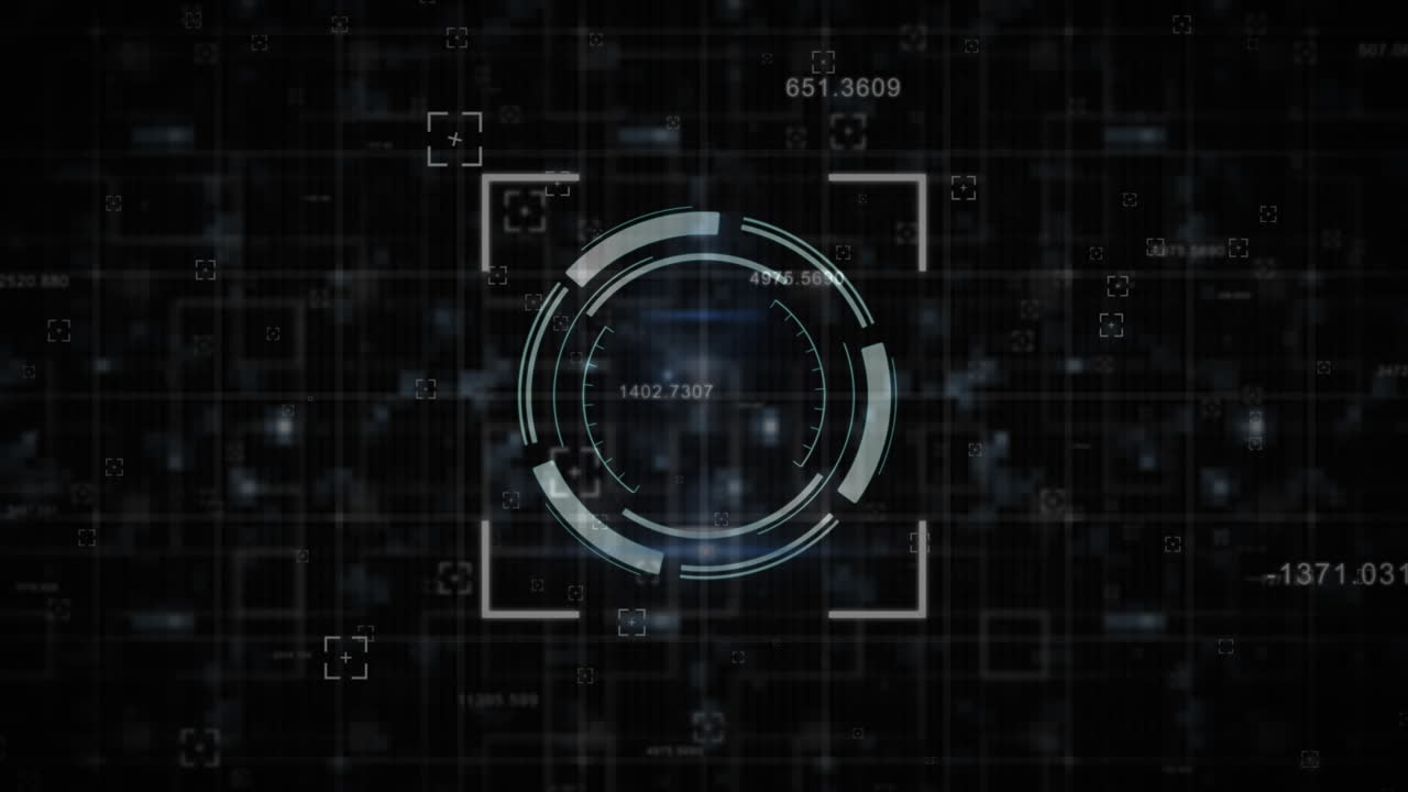 Animation of numbers processing and scope scanning over grid