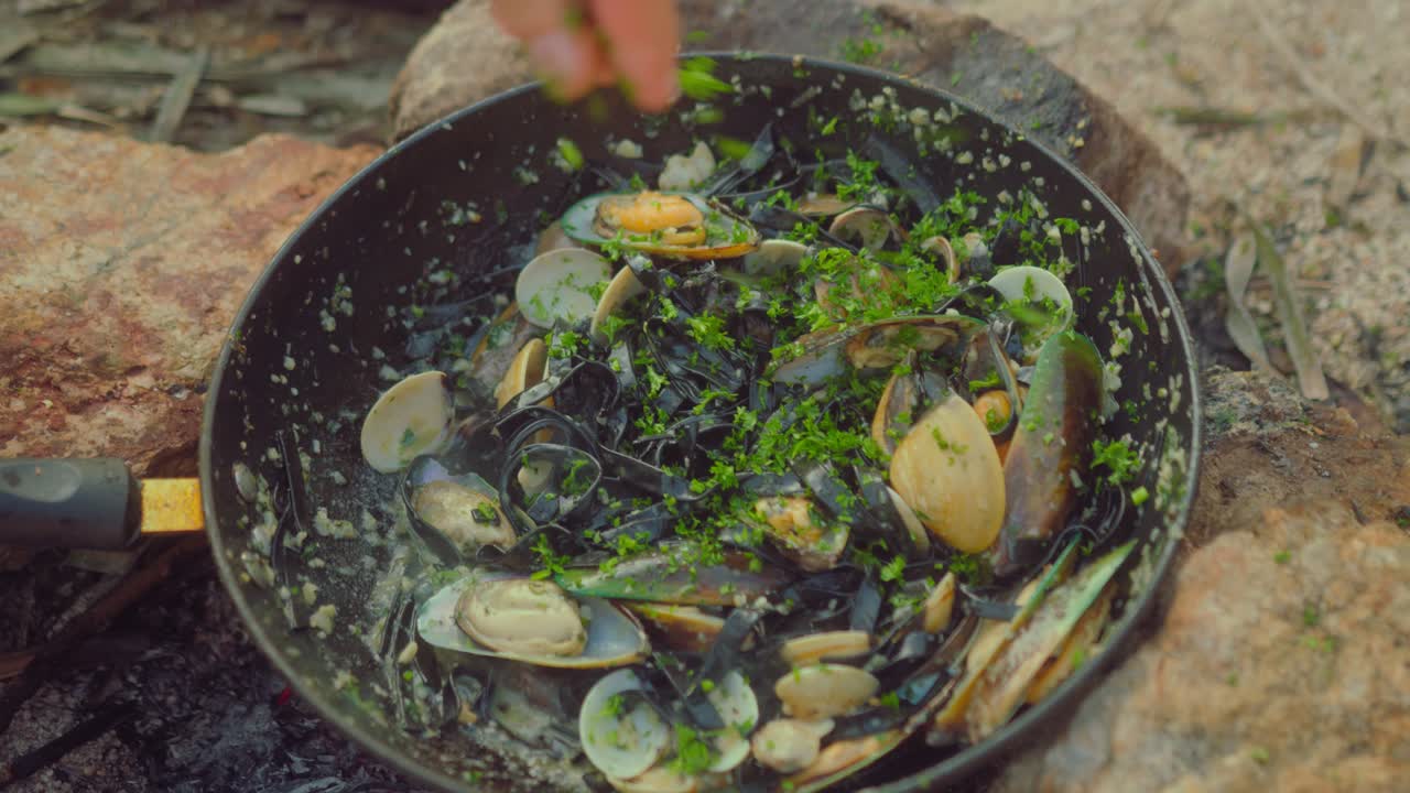 Campfire Seafood Pasta
