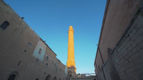 mardin great mosque in turkey. snow weather