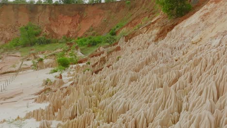 volar sobre tsingy rouge en madagascar - largo disparo de avión no tripulado