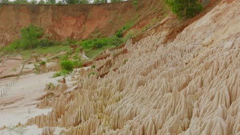 fly over tsingy rouge in madagascar - long drone shot