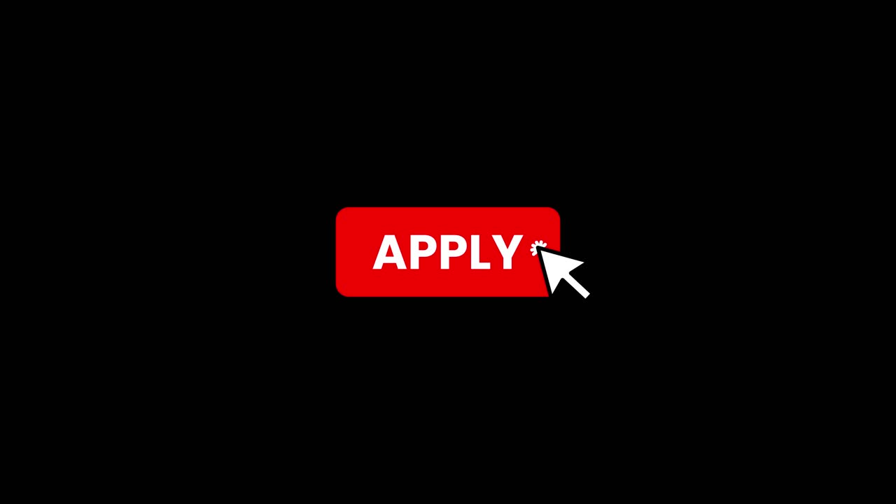 Click on Apply button with computer mouse animation isolated on black background