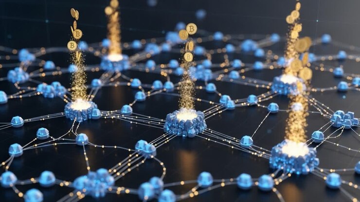 Visual Representation of Blockchain Technology with Digital Currency Transactions in a Connected Network of Nodes Exhibiting Cryptocurrency Activity