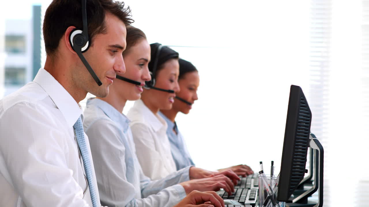 Business people working in call center 