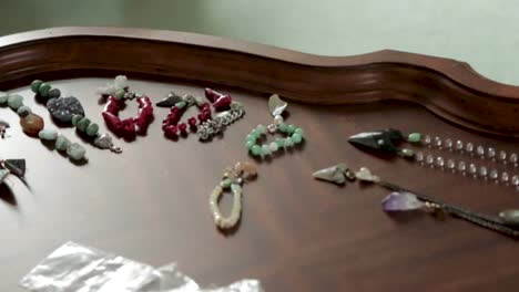 jewelry on a wooden tabletop